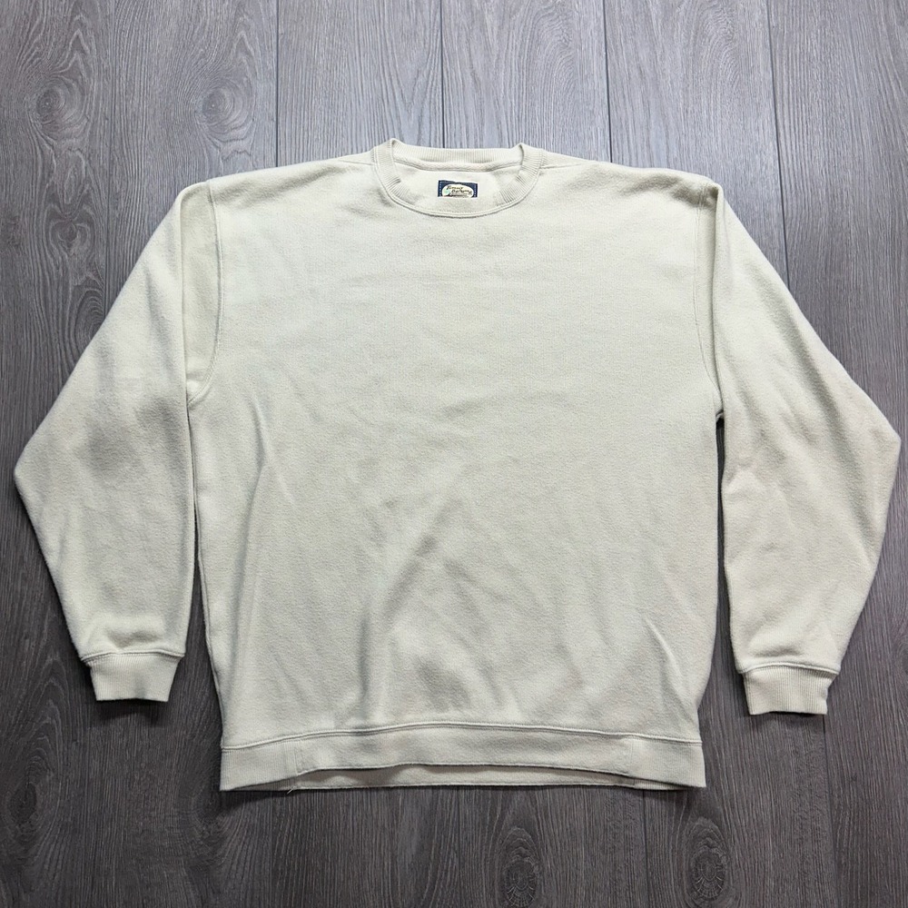 Tommy Bahama Mens Sweatshirt Medium Cream Beige 100% Cotton Crew Neck Pullover